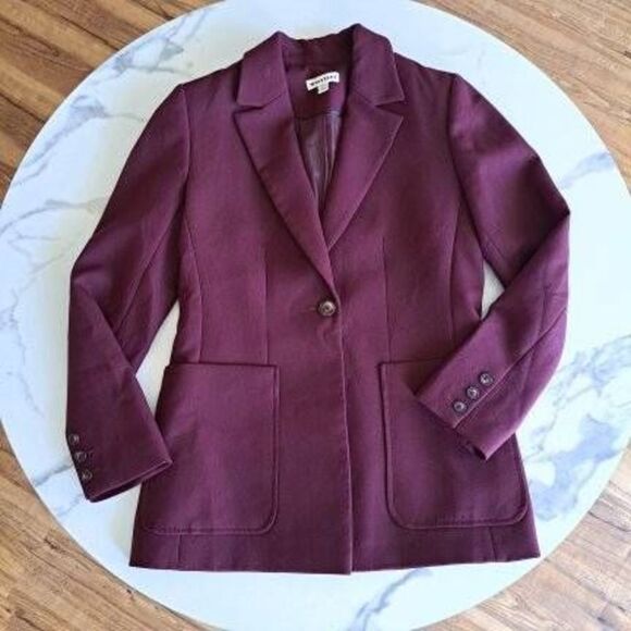Whistles Women's Red Cloverleaf Lapel Single Button Blazer Size 4 - Picture 2 of 11